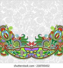 paisley design on decorative floral background for invitation, packing paper, book cover, web page decoration and other, vector illustration