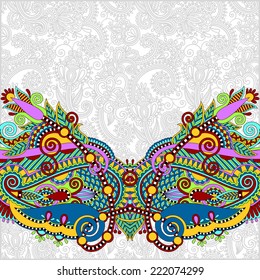 paisley design on decorative floral background for invitation, packing paper, book cover, web page decoration and other, vector illustration