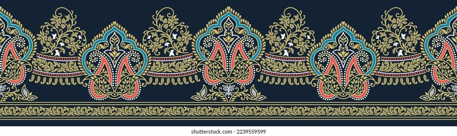 Paisley design pattern floral flower border 