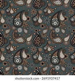 Paisley design padrão sem emenda vaso ilustração fundo. Design de flores ornamentais para usar todo o papel de embalagem de impressão de tecido ou quaisquer ideias de decoração.