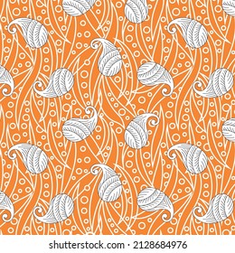 Paisley and dot line pattern. Trendy seamless vector floral pattern. Endless print. background, texture, tile, fabric, paper, wall print.