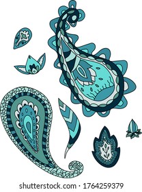 Paisley elements set vector art