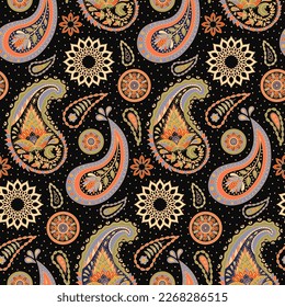 Paisley Ethnic Floral Hand Drawn Seamless Pattern