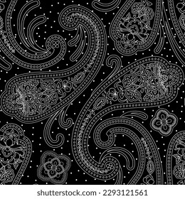 Paisley Ethnic Floral Hand Drawn Seamless Pattern