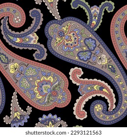 Paisley Ethnic Floral Hand Drawn Seamless Pattern