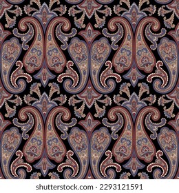 Paisley Ethnic Floral Hand Drawn Seamless Pattern