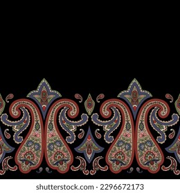 Paisley Ethnic Floral Hand Drawn Seamless Pattern