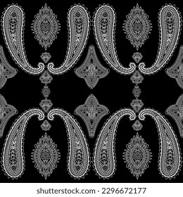 Paisley Ethnic Floral Hand Drawn Seamless Pattern