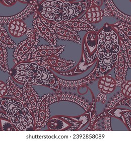 Paisley and ethnic flowers seamless vector pattern. floral vintage background