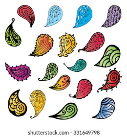 Paisley. Ethnic indian vector set of  ornaments (logo, sign, symbol, icon, detail)