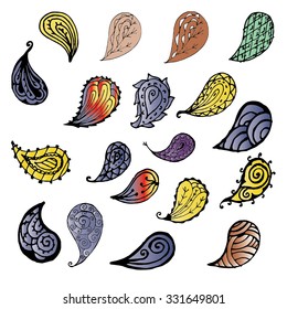 Paisley. Ethnic indian vector set of  ornaments (logo, sign, symbol, icon, detail)