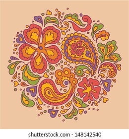 Paisley ethnic indian vintage ornament. Vector illustration.