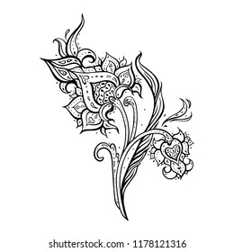 Paisley Ethnic ornament. Elegant Hand Drawn vintage Pattern. Boho Vector illustration