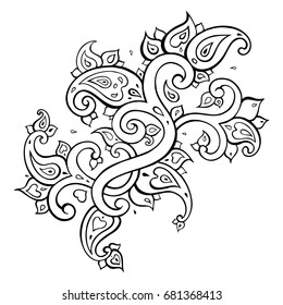 Paisley Ethnic ornament. Elegant Hand Drawn pattern. Vector illustration isolated.