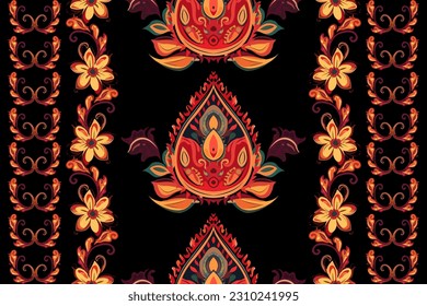 Paisley ethnic pattern design. floral fabric mandalas pattern with paisley and indian flower motifs. damask style pattern for textil and decoration