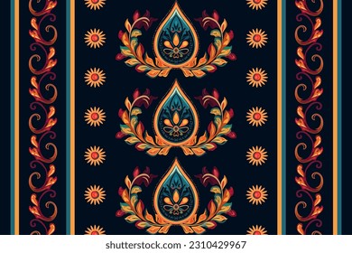 Paisley ethnic pattern design. floral fabric mandalas pattern with paisley and indian flower motifs. damask style pattern for textil and decoration