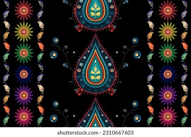 Paisley ethnic pattern design. floral fabric mandalas pattern with paisley and indian flower motifs. damask style pattern for textil and decoration