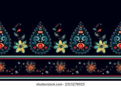 Paisley ethnic patterns. Floral seamless pattern with paisley ornament. Vector illustration in asian textile style
