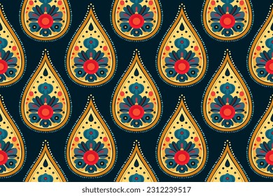 Paisley ethnic seamless pattern design floral pattern. Ethnic ornament, for fabric, textile, cards, wrapping paper, wallpaper pattern. Ornamental background

