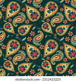 Paisley ethnic seamless pattern design floral pattern. Ethnic ornament, for fabric, textile, cards, wrapping paper, wallpaper pattern. Ornamental background
