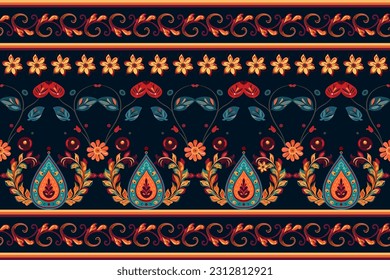 Patrón floral de diseño de patrones sin fisuras de la etnia paisley. Ornamento étnico, para tela, textil, tarjetas, papel de envoltura, patrón de papel pintado. Fondo ornamental
