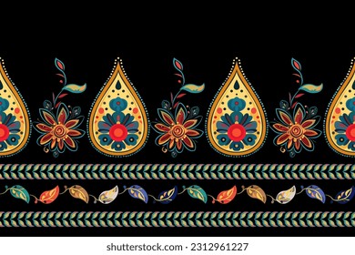 Paisley ethnic seamless pattern design floral pattern. Ethnic ornament, for fabric, textile, cards, wrapping paper, wallpaper pattern. Ornamental background
