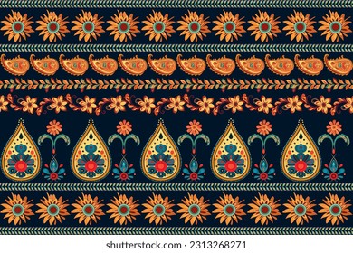 Paisley ethnic seamless pattern design floral pattern. Ethnic ornament, for fabric, textile, cards, wrapping paper, wallpaper pattern. Ornamental background
