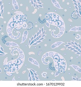 Paisley ethnische nahtlose Vektorillustration Muster mit Blumenelementen.