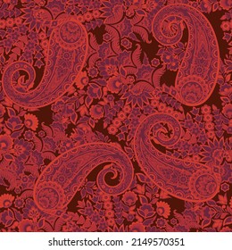 Patrón vectorial sin fisuras de la etnia paisley con elementos florales.