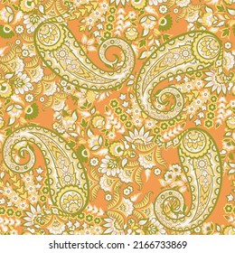 Patrón vectorial sin fisuras de la etnia paisley con elementos florales.