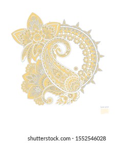Paisley Floarl  isolated pattern. Vector illustration in batik style