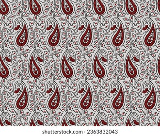 PAISLEY FLORAL ALL OVER REPEAT PRINT SEAMLESS PATTERN VECTOR ILLUSTRATION DESIGN