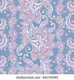Paisley Floral ethnic seamless Pattern. Arabic Ornament. Ornamental motifs of the Indian fabric patterns.  