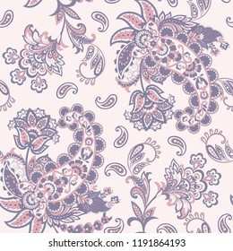 Paisley Floral oriental ethnic Pattern. Seamless Ornamental Indian fabric patterns.