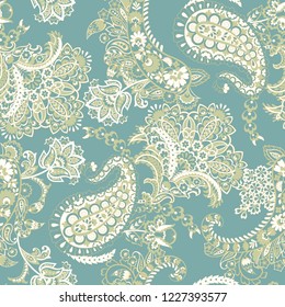 Paisley Floral oriental ethnic Pattern. Seamless Ornamental Indian fabric patterns