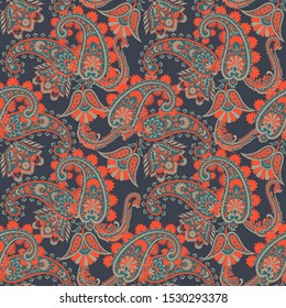 Paisley Floral oriental ethnic Pattern. Seamless Vector Ornament. Indian fabric patterns.