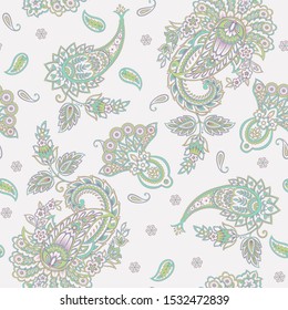 Paisley Floral oriental ethnic Pattern. Seamless Ornamental Indian fabric patterns.