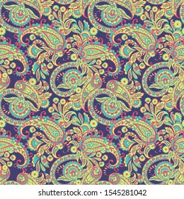 Paisley Floral oriental ethnic Pattern. Seamless Vector Ornament. Indian fabric patterns.