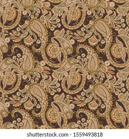 Paisley Floral oriental ethnic Pattern. Seamless Vector Ornament. Indian fabric patterns.