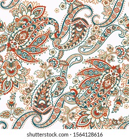 Paisley Floral oriental ethnic Pattern. Seamless Vector Ornament. Damask fabric patterns.