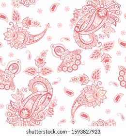 Paisley Floral oriental ethnic Pattern. Seamless Ornamental Indian fabric patterns.