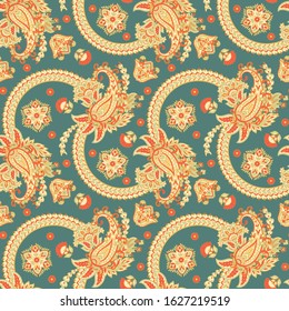 Paisley Floral oriental ethnic Pattern. Seamless Vector Ornament. Damask fabric patterns.