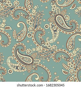 Paisley Floral oriental ethnic Pattern. Seamless Vector Ornament. Damask fabric patterns.