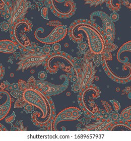 Paisley Floral oriental ethnic Pattern. Seamless Vector Ornament. Damask fabric patterns.