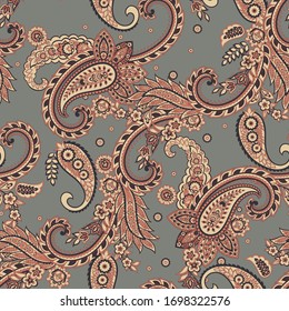 Paisley Floral oriental ethnic Pattern. Seamless Vector Ornament. Damask fabric patterns.