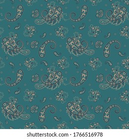 Paisley Floral oriental ethnic Pattern. Seamless Vector Ornament. Ornamental motifs of the Indian fabric patterns.