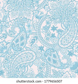 Paisley Floral oriental ethnic Pattern. Seamless Vector Ornament. Damask fabric patterns.