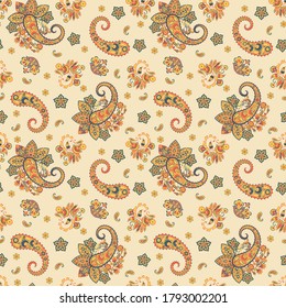 Paisley Floral oriental ethnic Pattern. Seamless Vector Ornament. Damask fabric patterns.