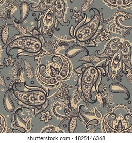 Paisley Floral oriental ethnic Pattern. Seamless Vector Ornament. Damask fabric patterns.