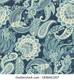 Paisley Floral oriental ethnic Pattern. Seamless Vector Ornament. Damask fabric patterns.